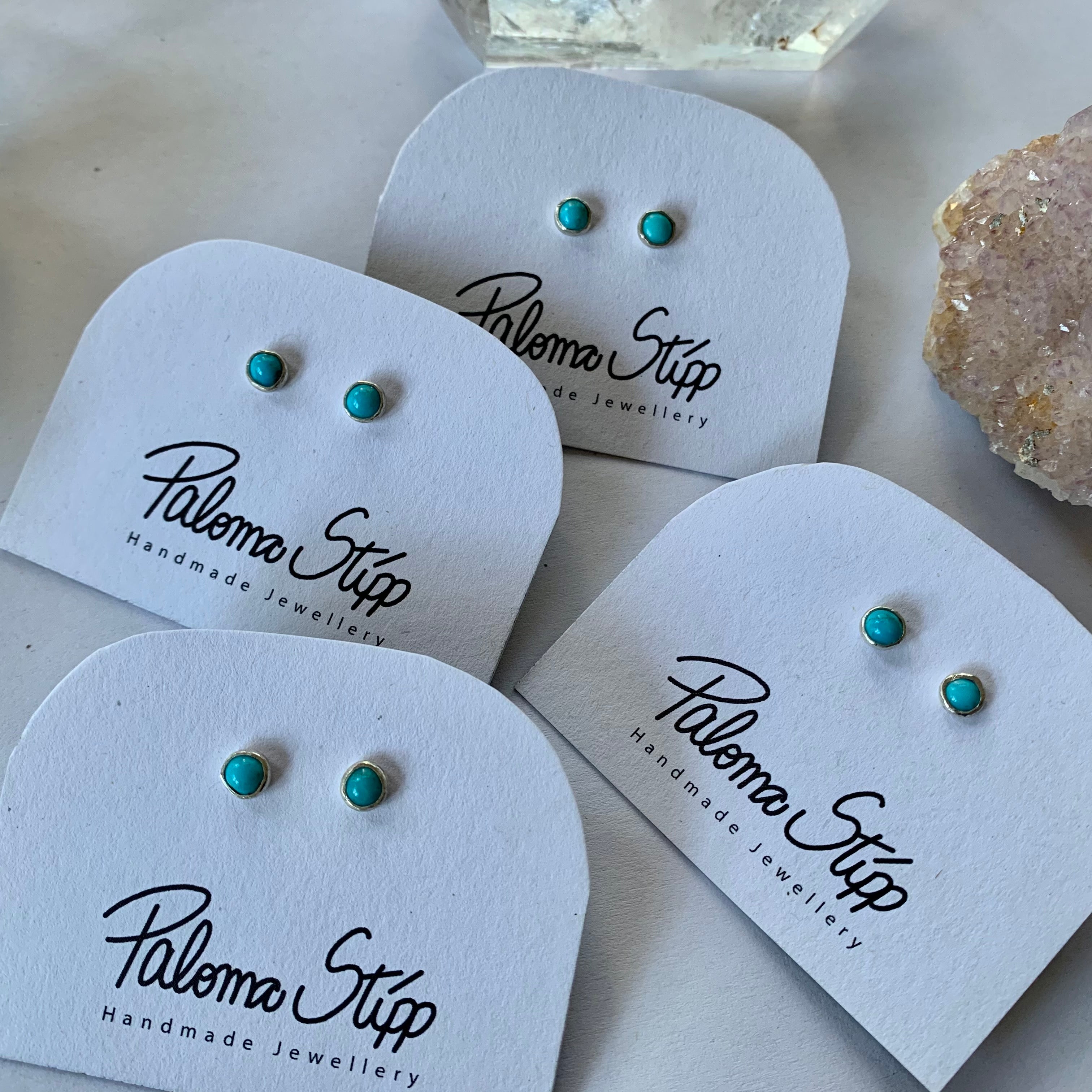 Sterling Silver Turquoise or Pearl Stud