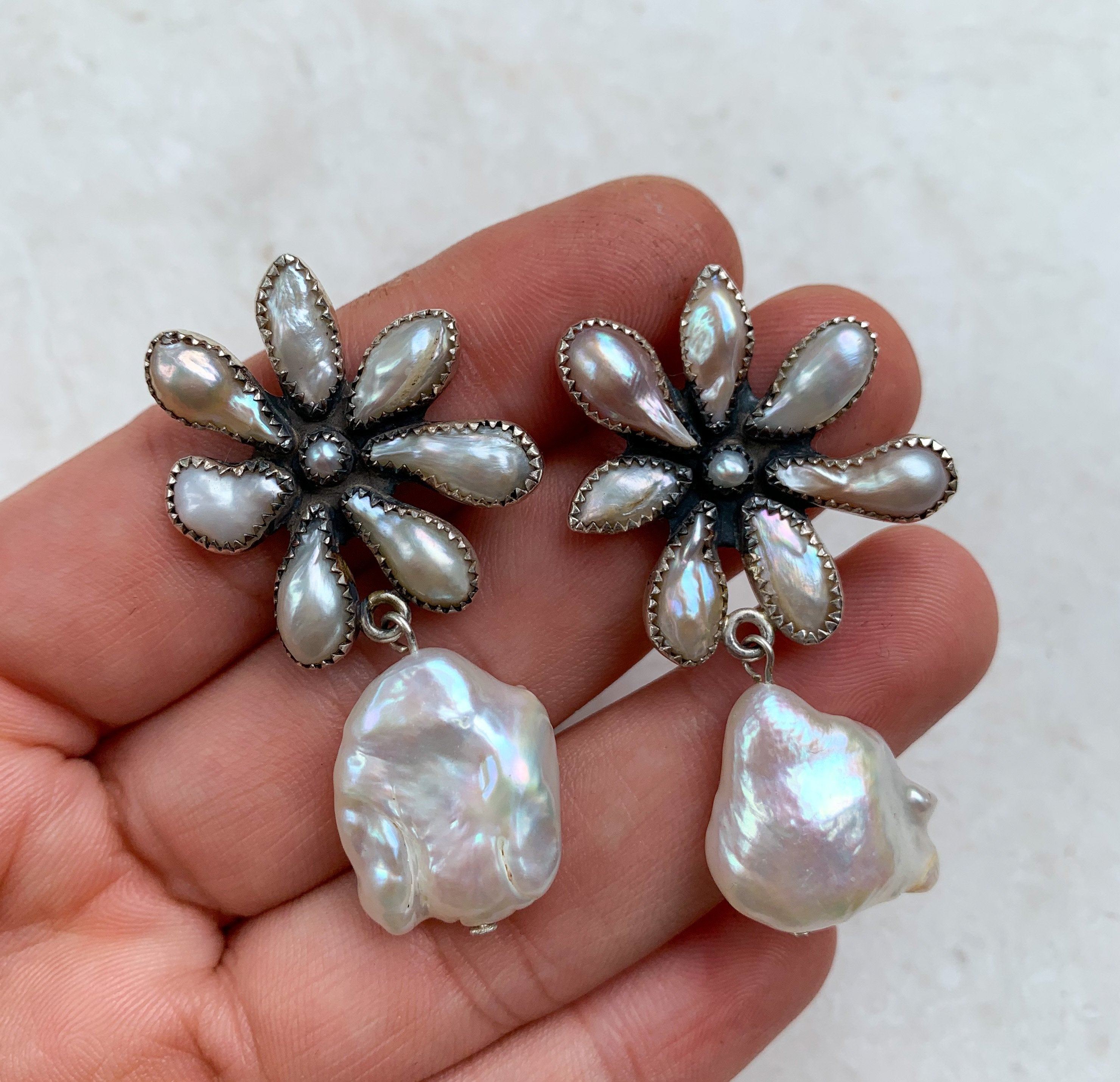PRE-ORDER Fresh Water Pearl, Flower pot Earrings