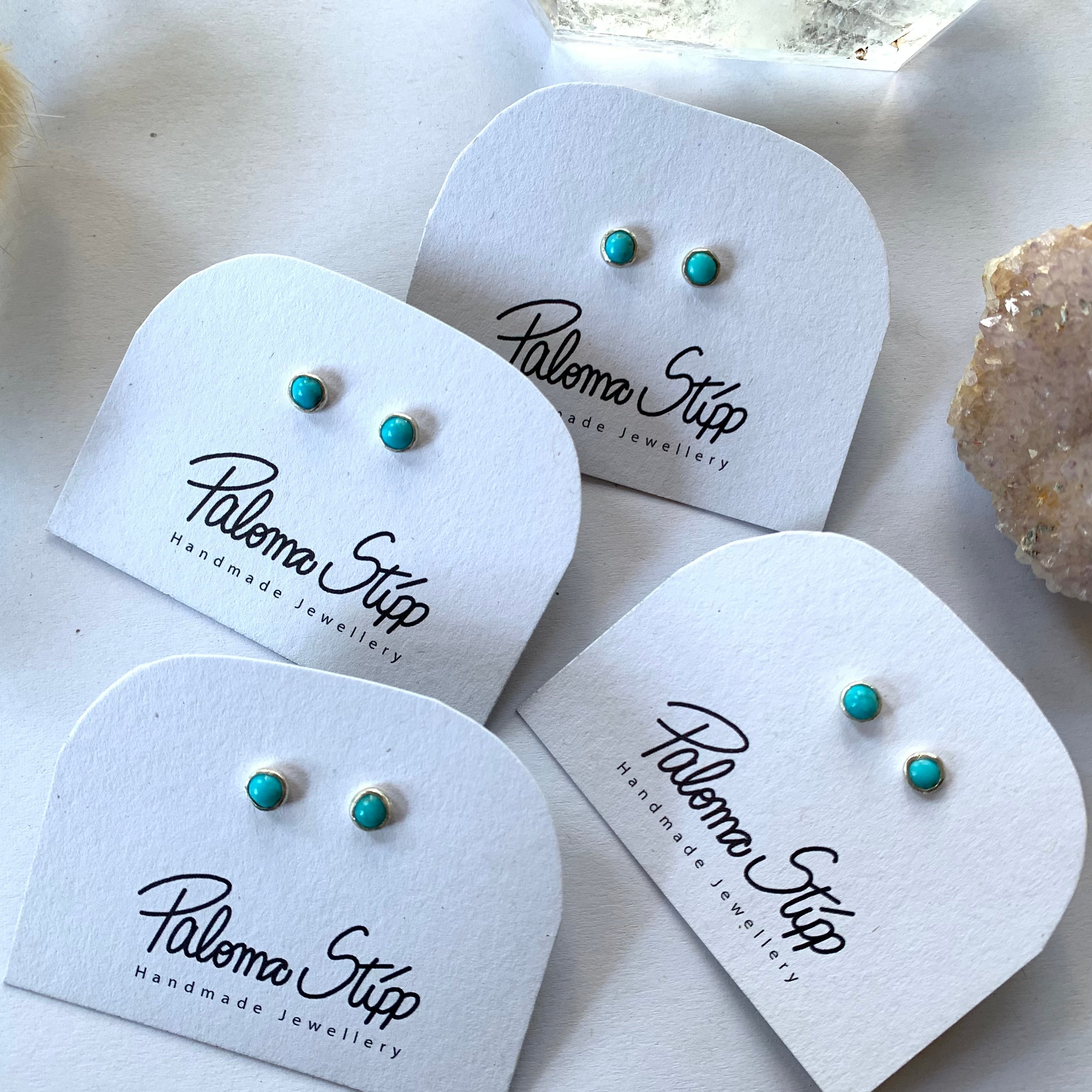 Sterling Silver Turquoise or Pearl Stud