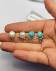 Spike Studs Pair - Turquoise or Fresh Water Pearl