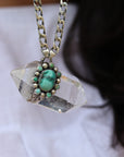 Monster Crystal with turquoise cluster necklace