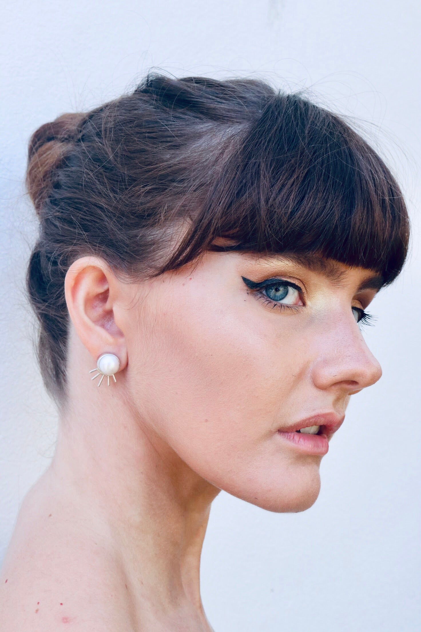 Spike Studs Pair - Turquoise or Fresh Water Pearl