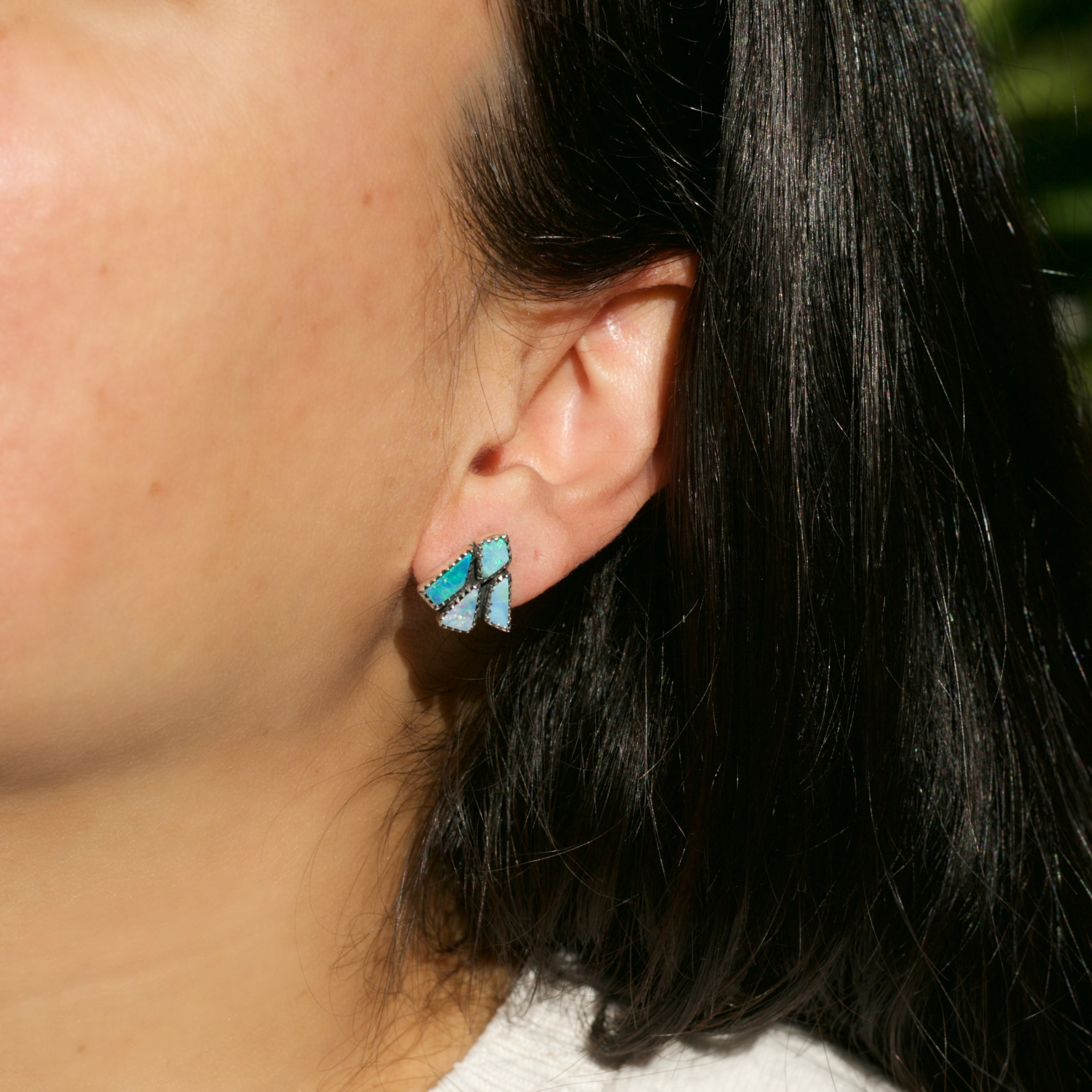 Pre-Order Plume Earrings. Turquoise and Opal