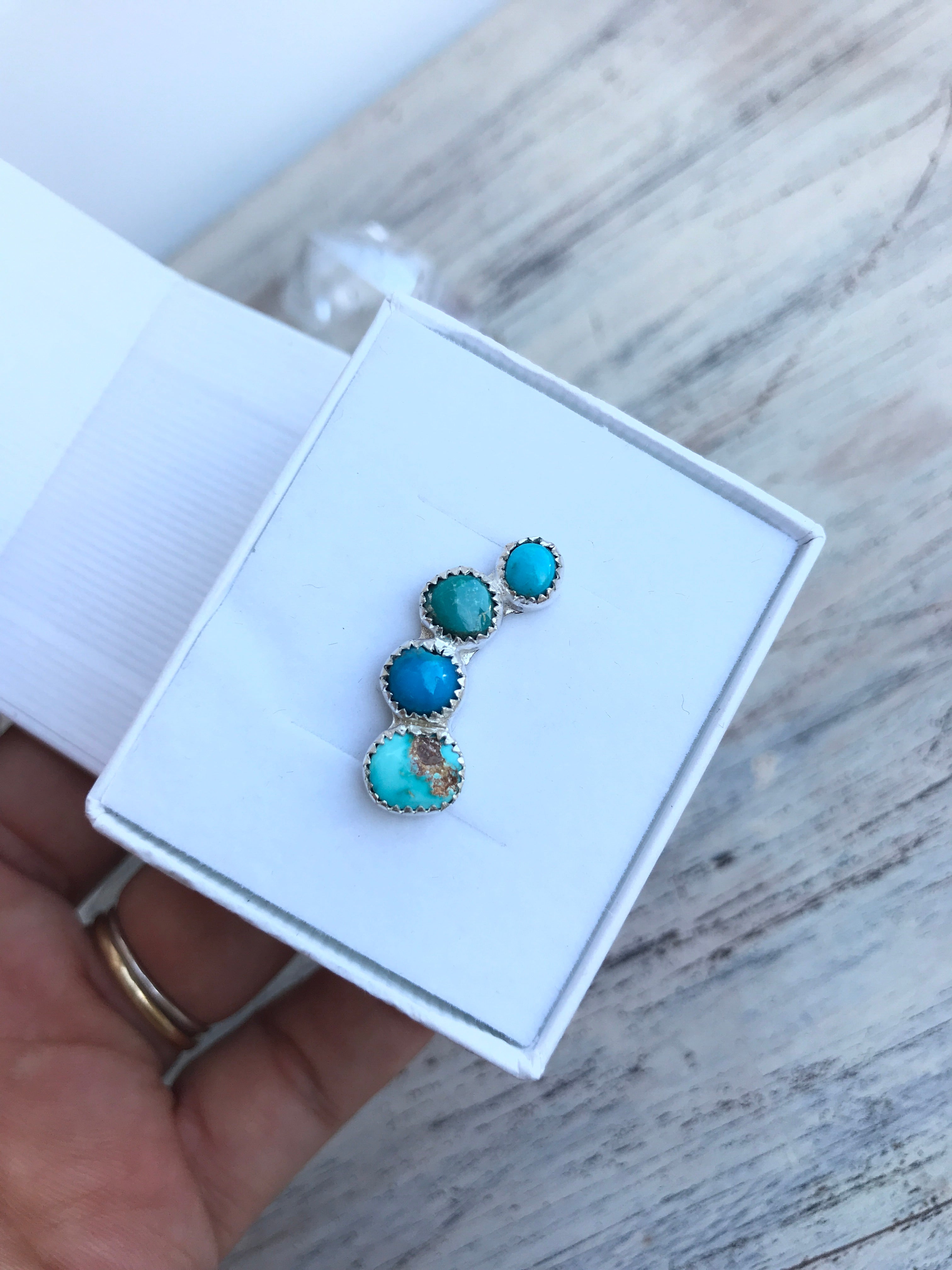 Petit Turquoise Ear Climber (Pair)