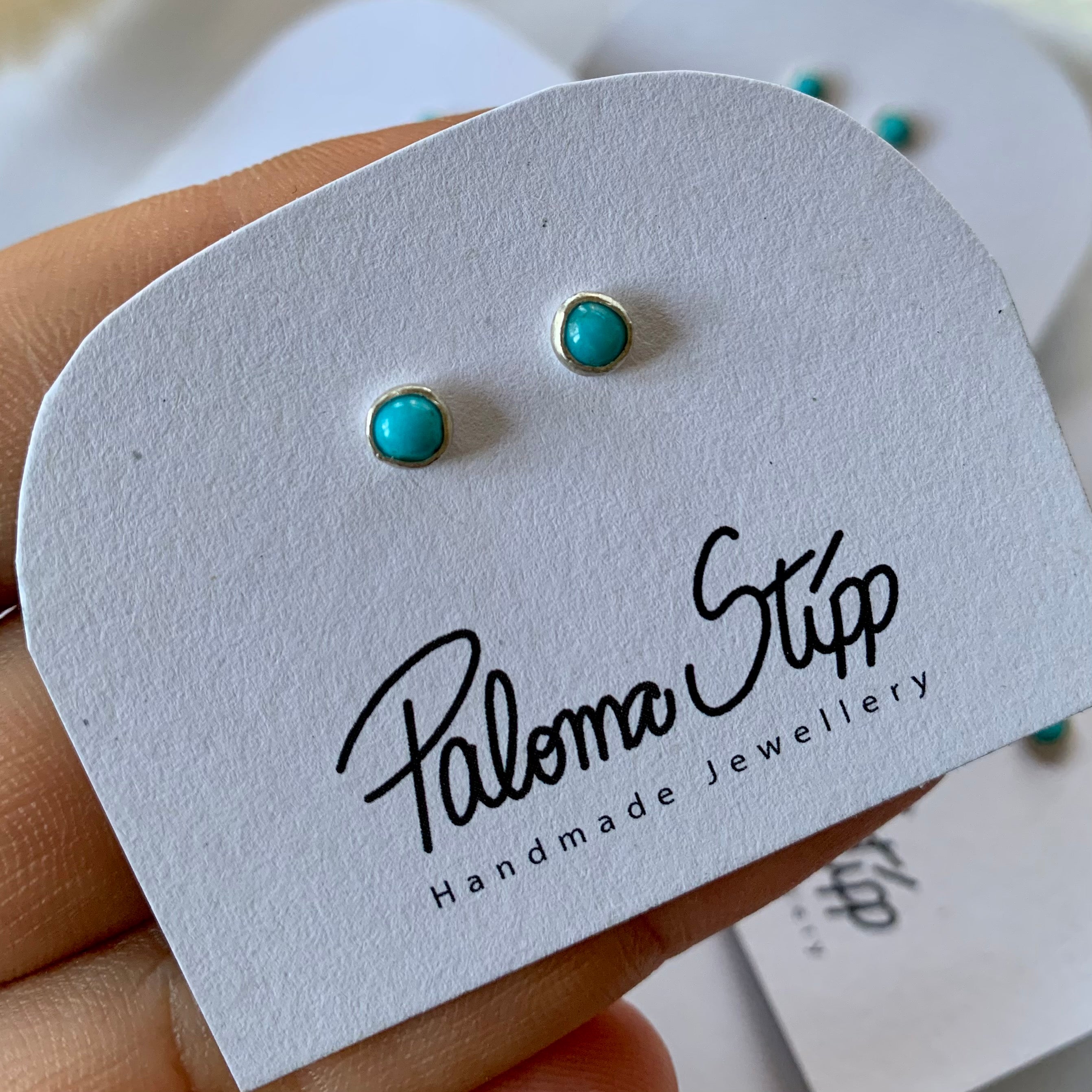 Sterling Silver Turquoise or Pearl Stud