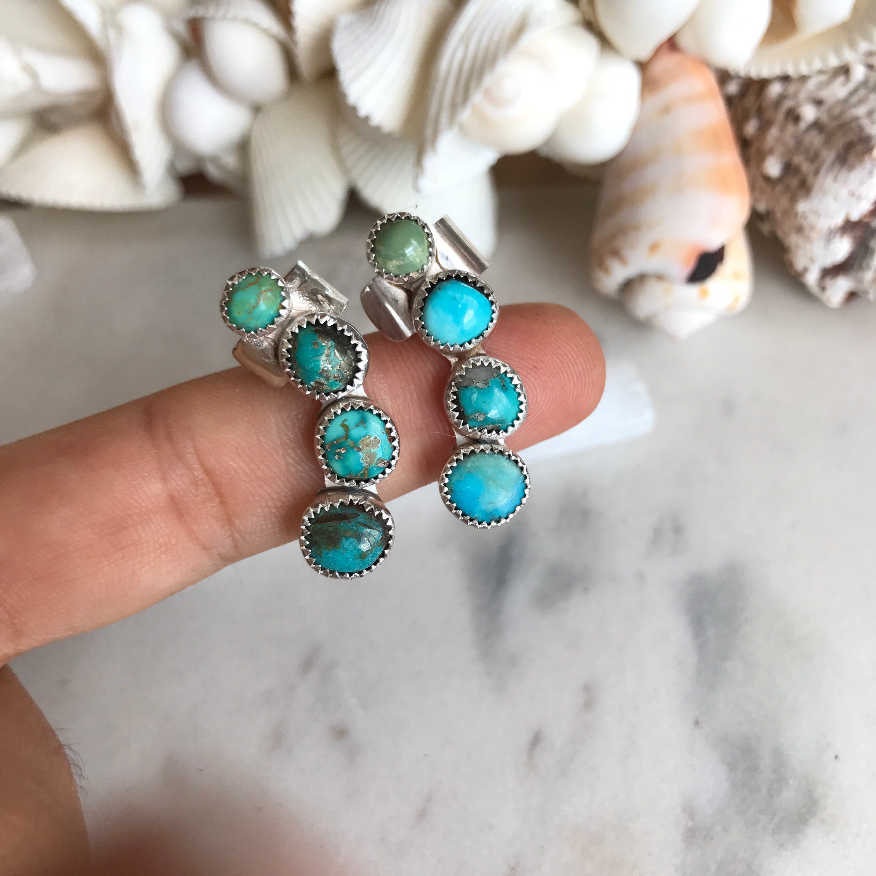 Petit Turquoise Ear Climber (Pair)