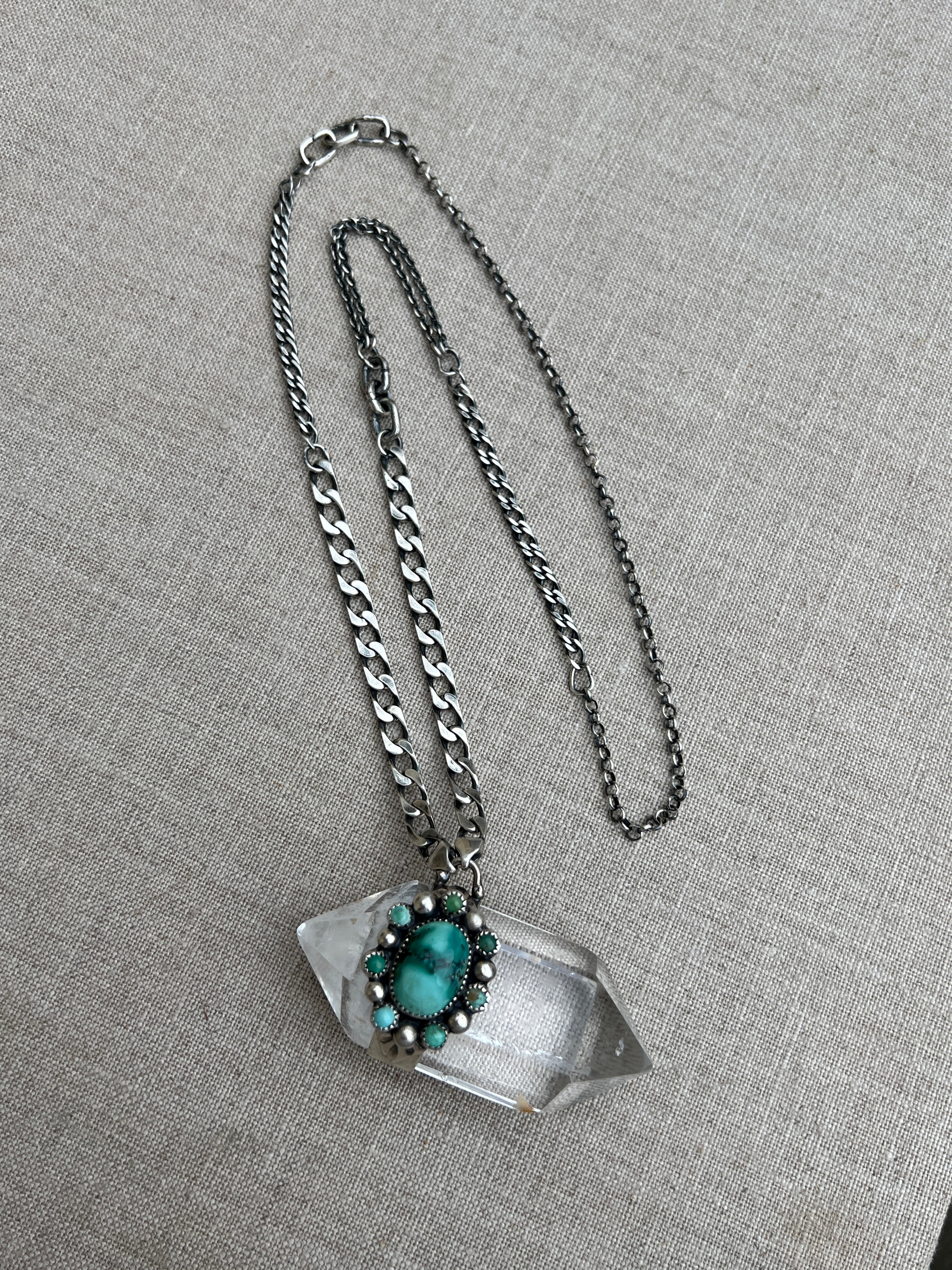 Monster Crystal with turquoise cluster necklace