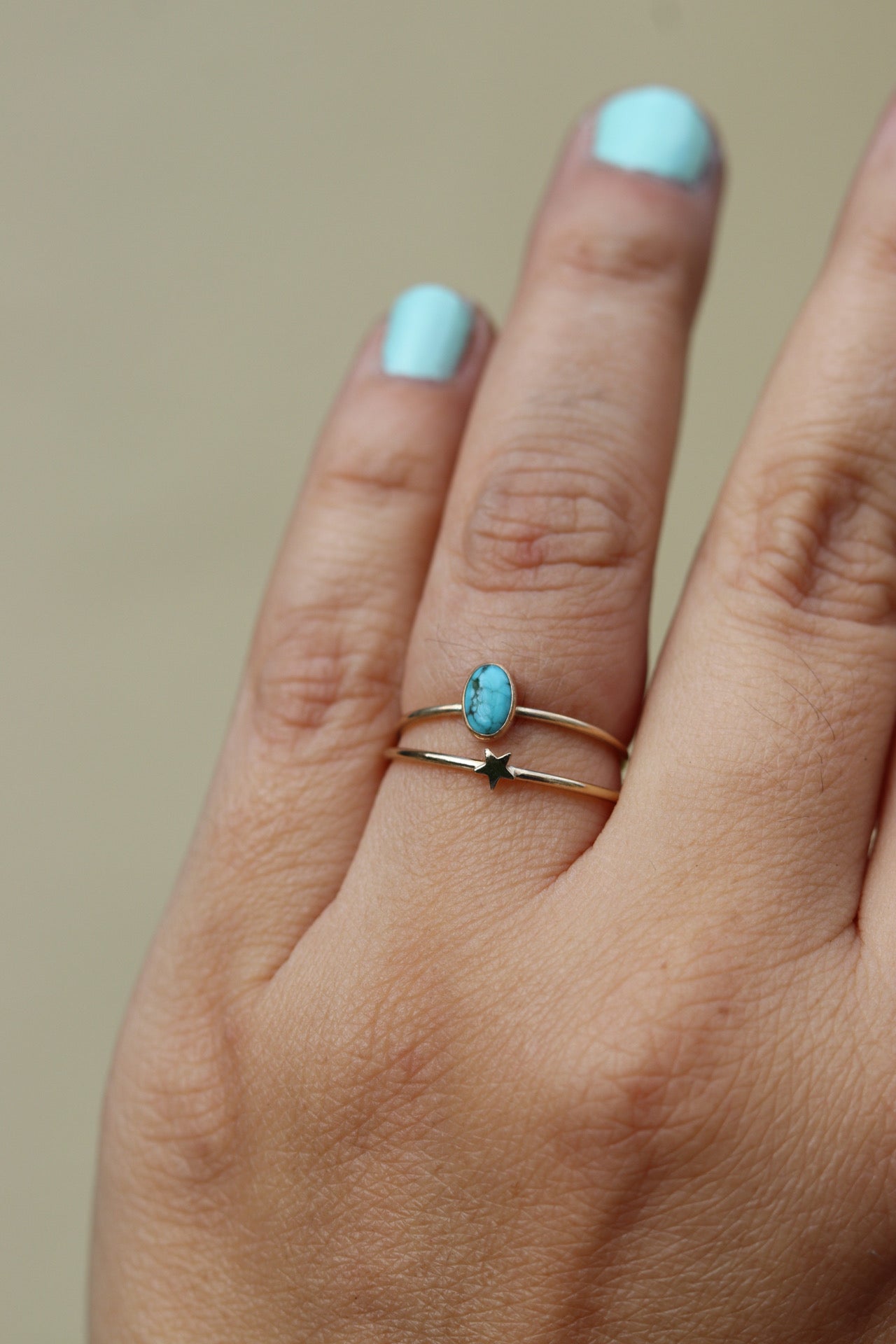 Turquoise in gold- size 7