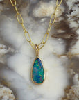 14k Gold Australian Opal Necklace (18”Chain)