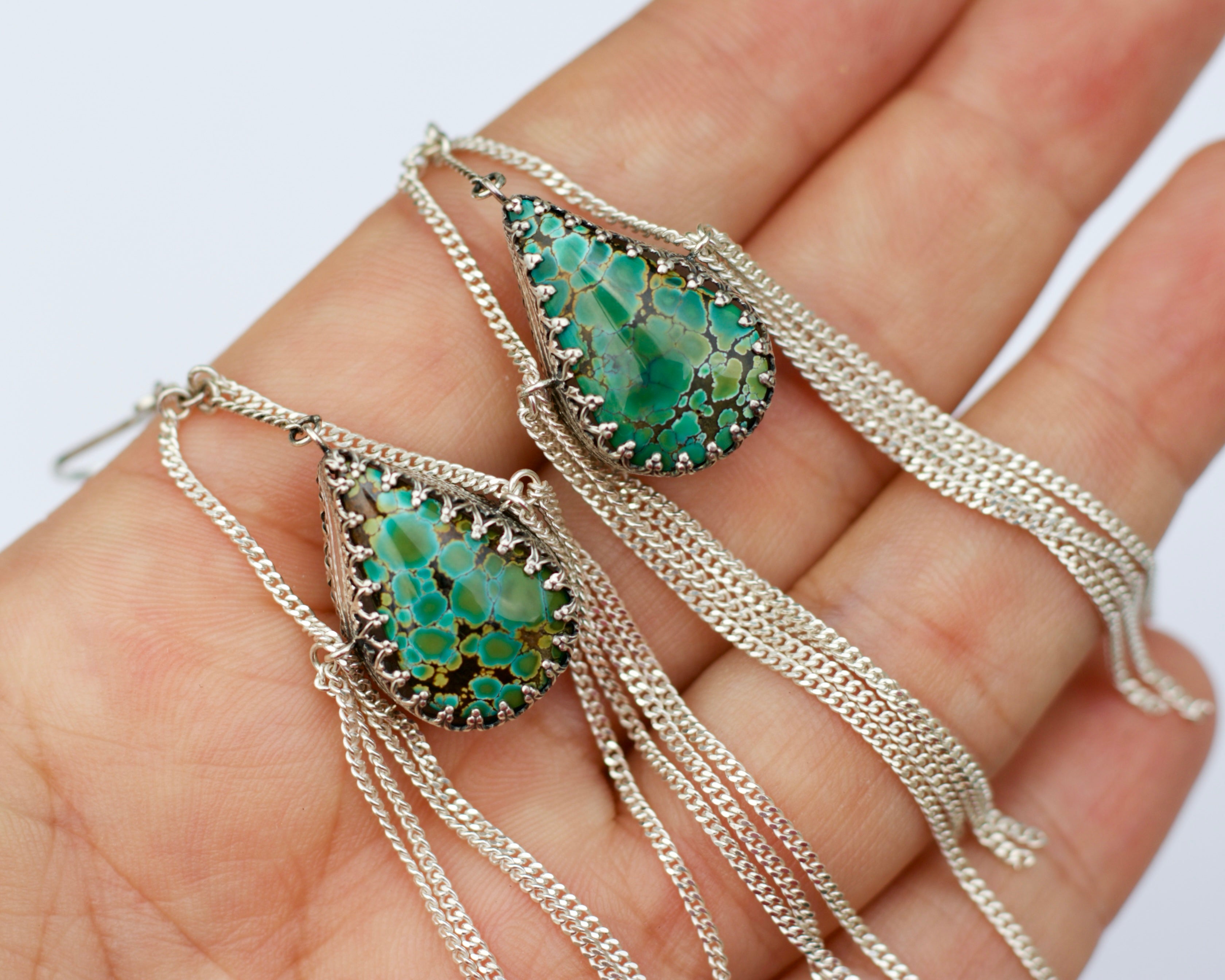 Double Earrings Turquoise and Moonstone