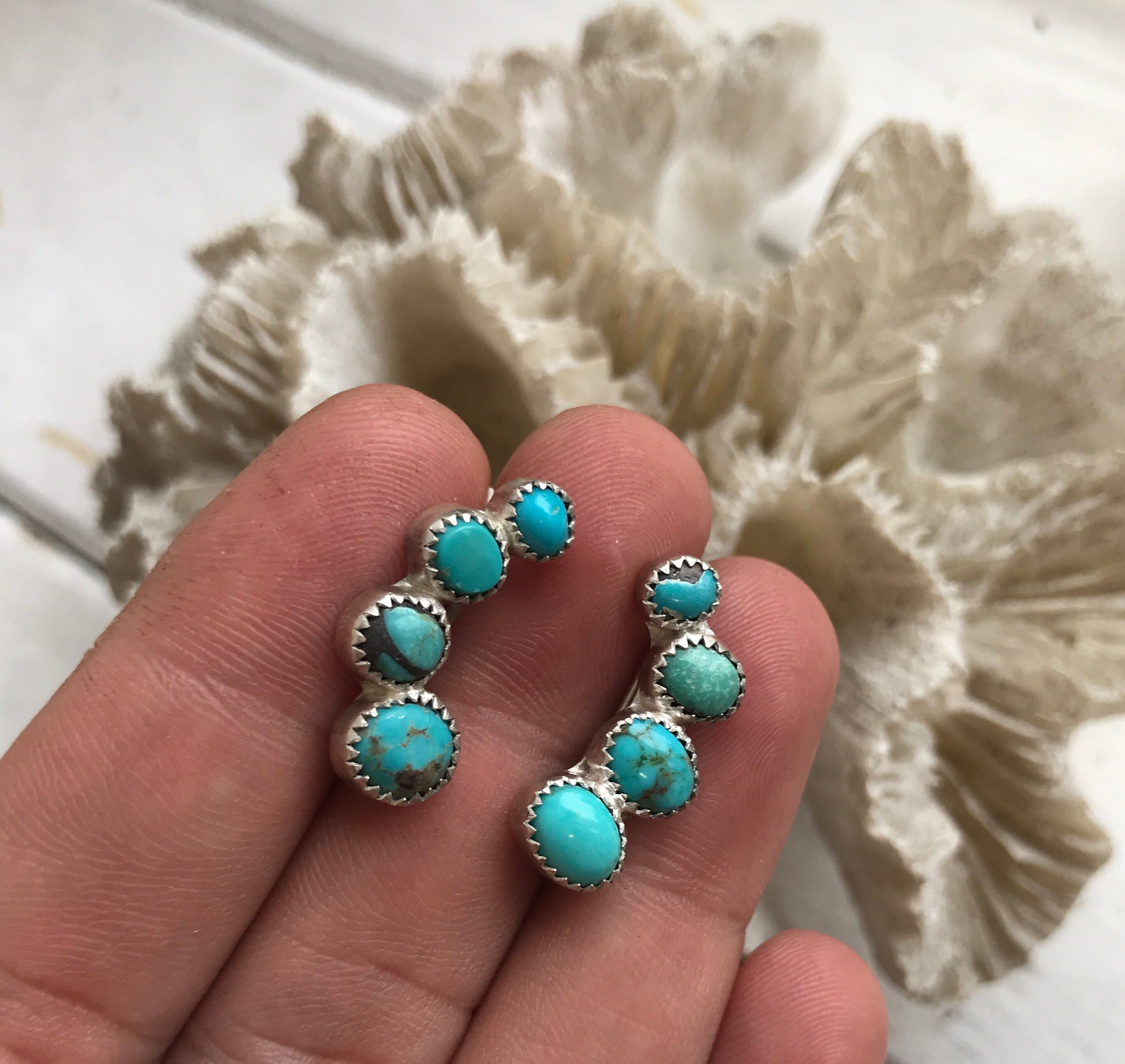Petit Turquoise Ear Climber (Pair)