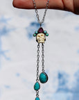 Queen Skull, Tourmaline and Turquoise Necklace