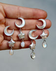 Small Dream Land Earrings. White Opal