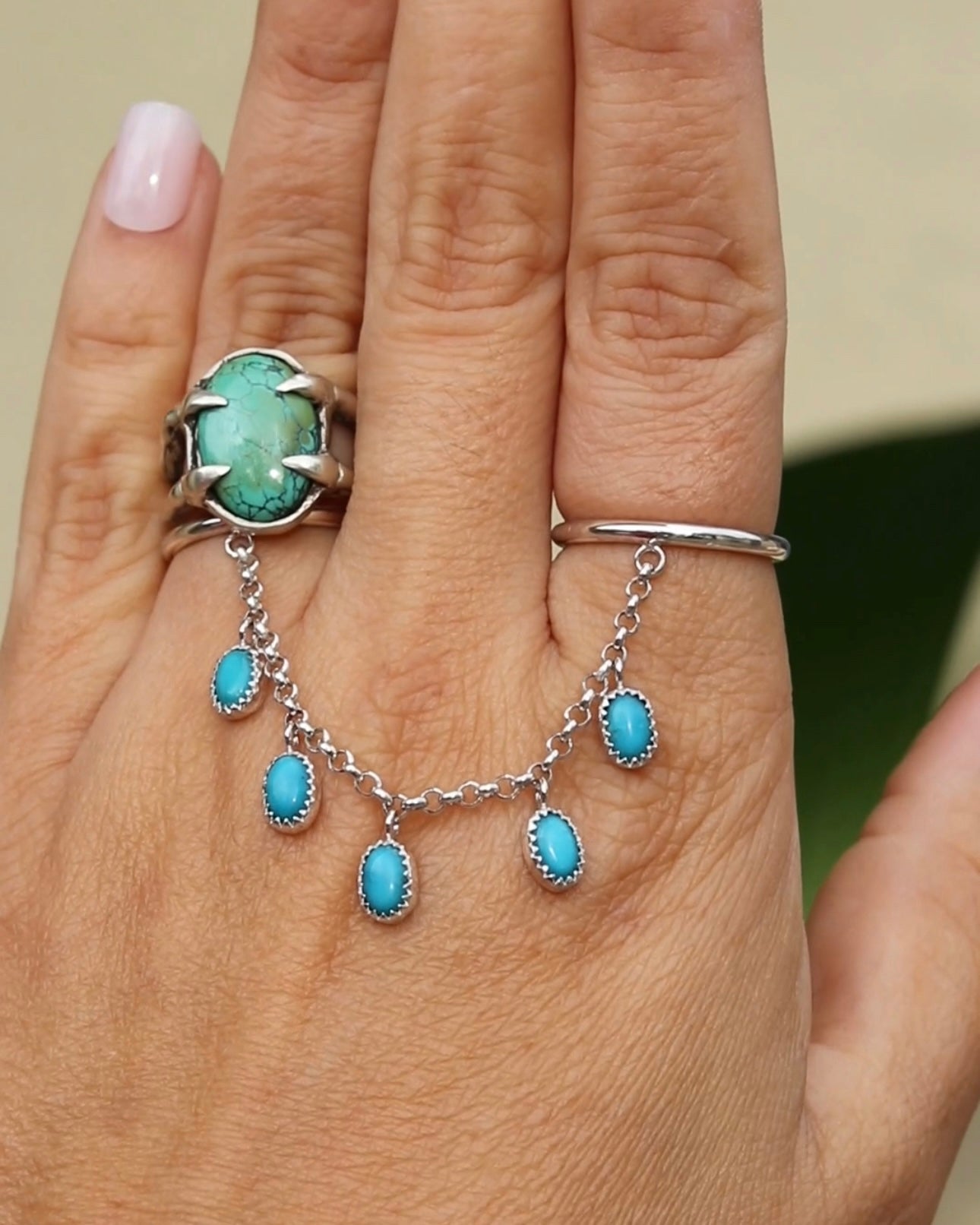 Turquoise Chain Ring. Size 7 and 8 (can be resized)