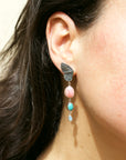 Butterfly Pink Opal, Opal and Turquoise Earrings