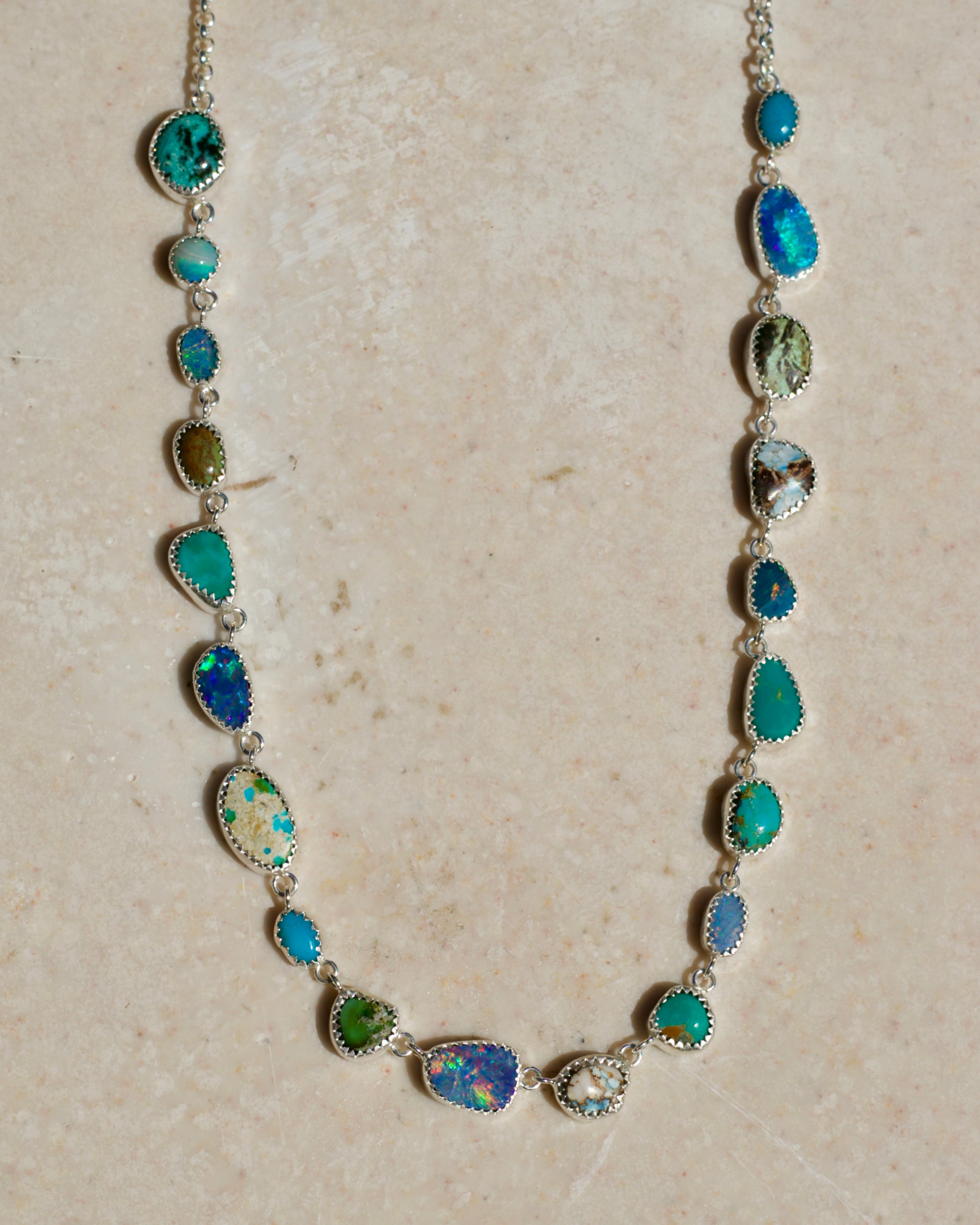 Tenis Necklace in Turquoise and Opal