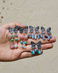 Butterfly Pink Opal, Opal and Turquoise Earrings