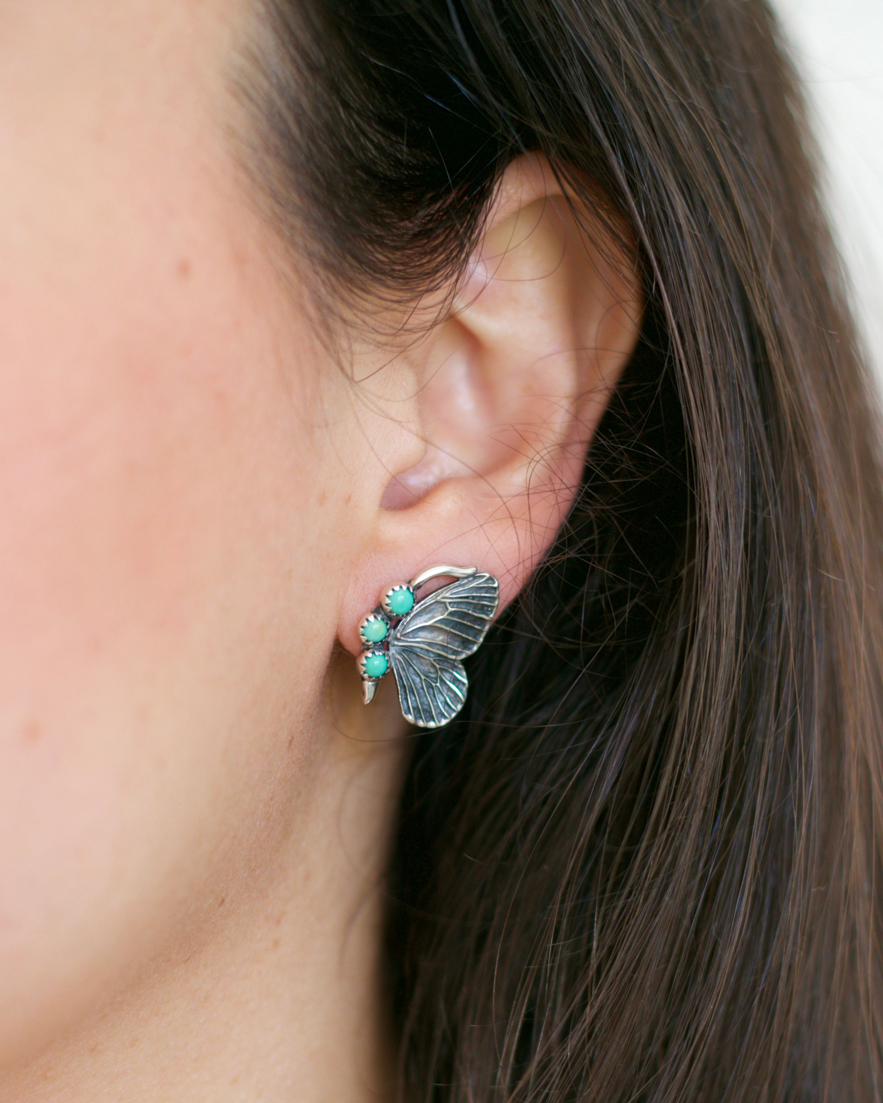 Green Turquoise Butterfly Earrings