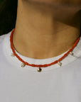 Coral and Shell Necklace in Gold 