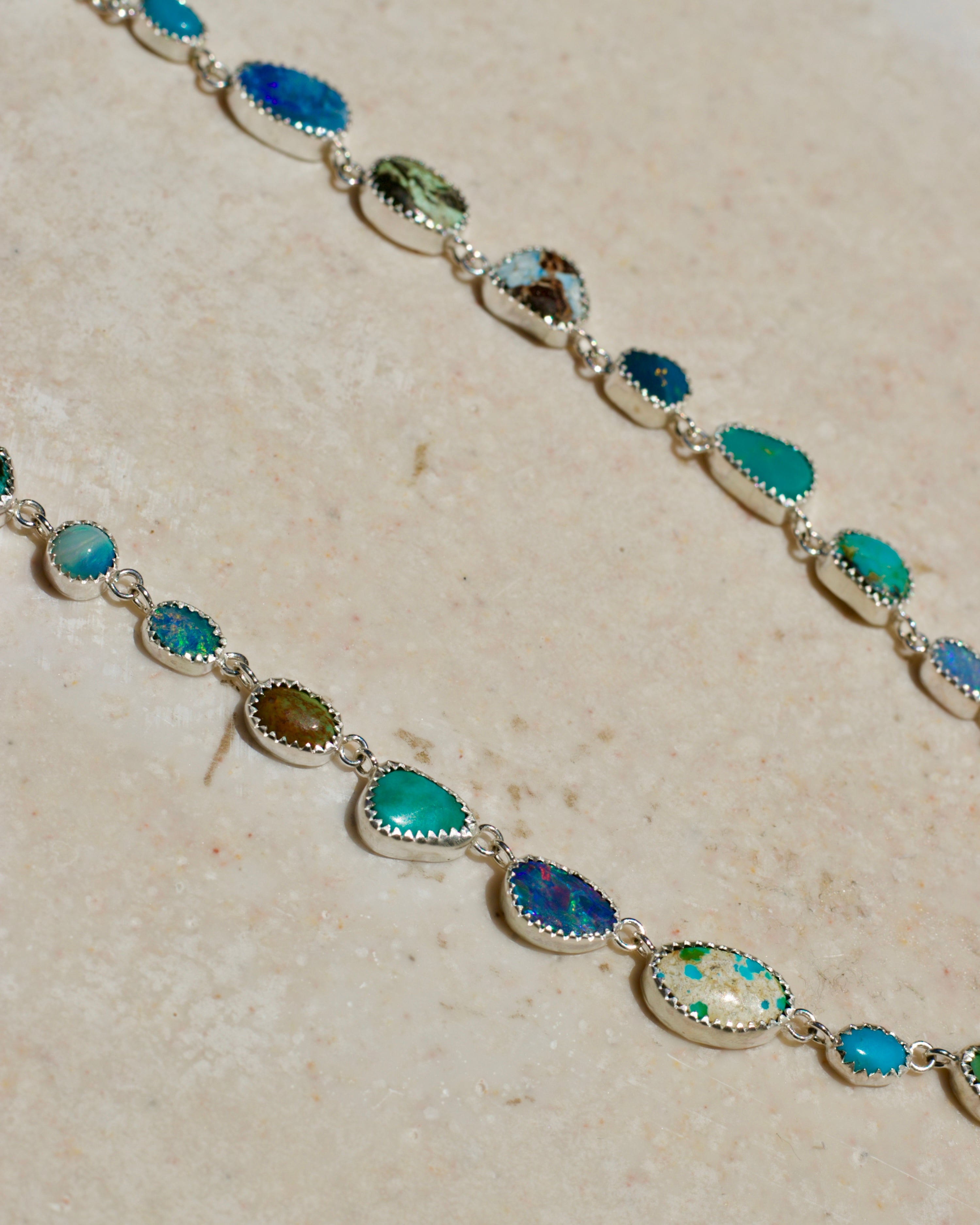 Tenis Necklace in Turquoise and Opal