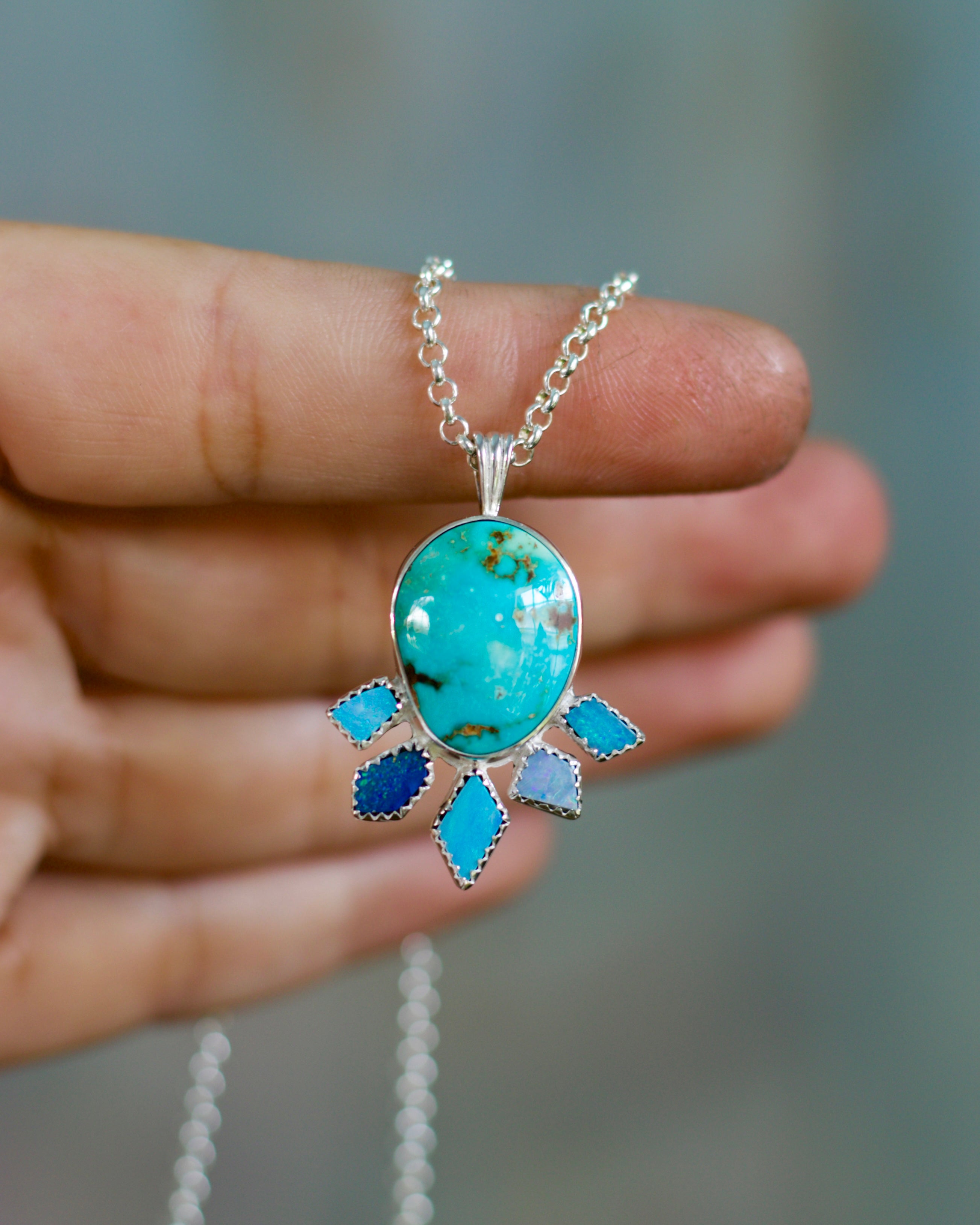 Turquoise and Opal Point Necklace