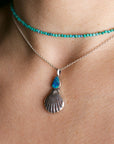 Black Shell & Opal Mermaid Necklace A