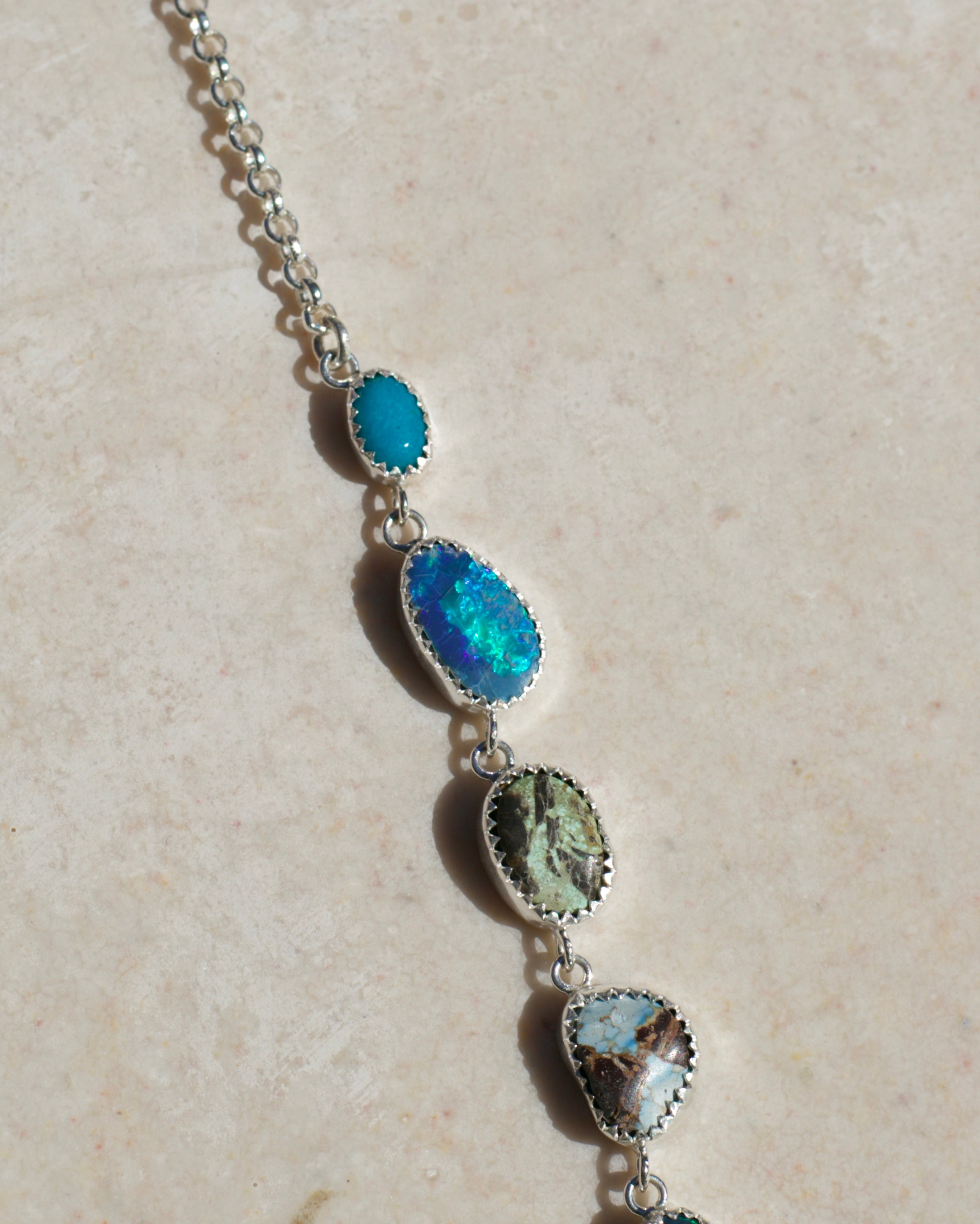 Tenis Necklace in Turquoise and Opal