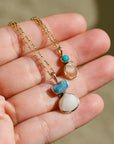 Opal and Shell Necklace in Solid Gold