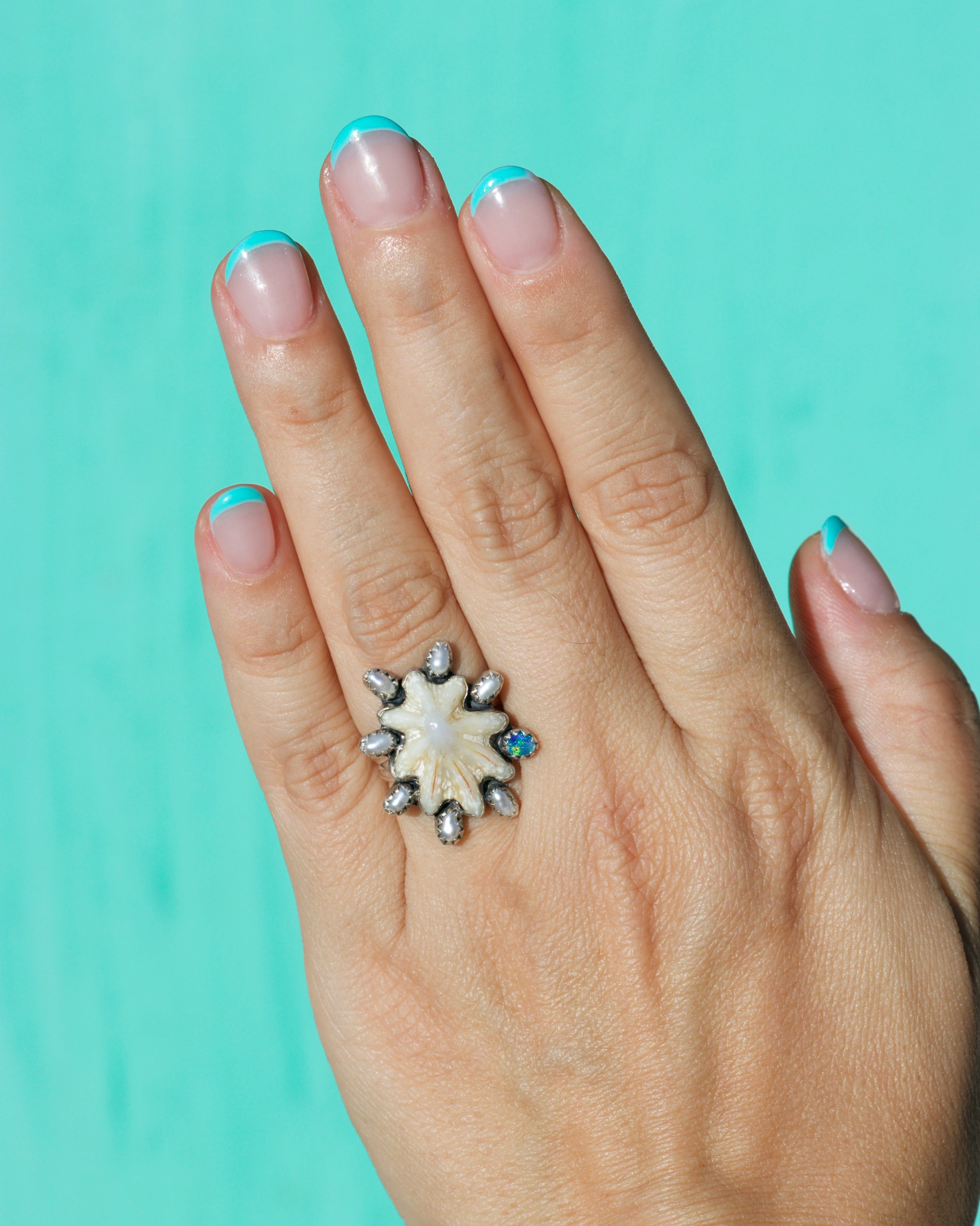 Thalassa Goddess of the Sea - Shell, Opal &amp; Fresh Water Pearl.