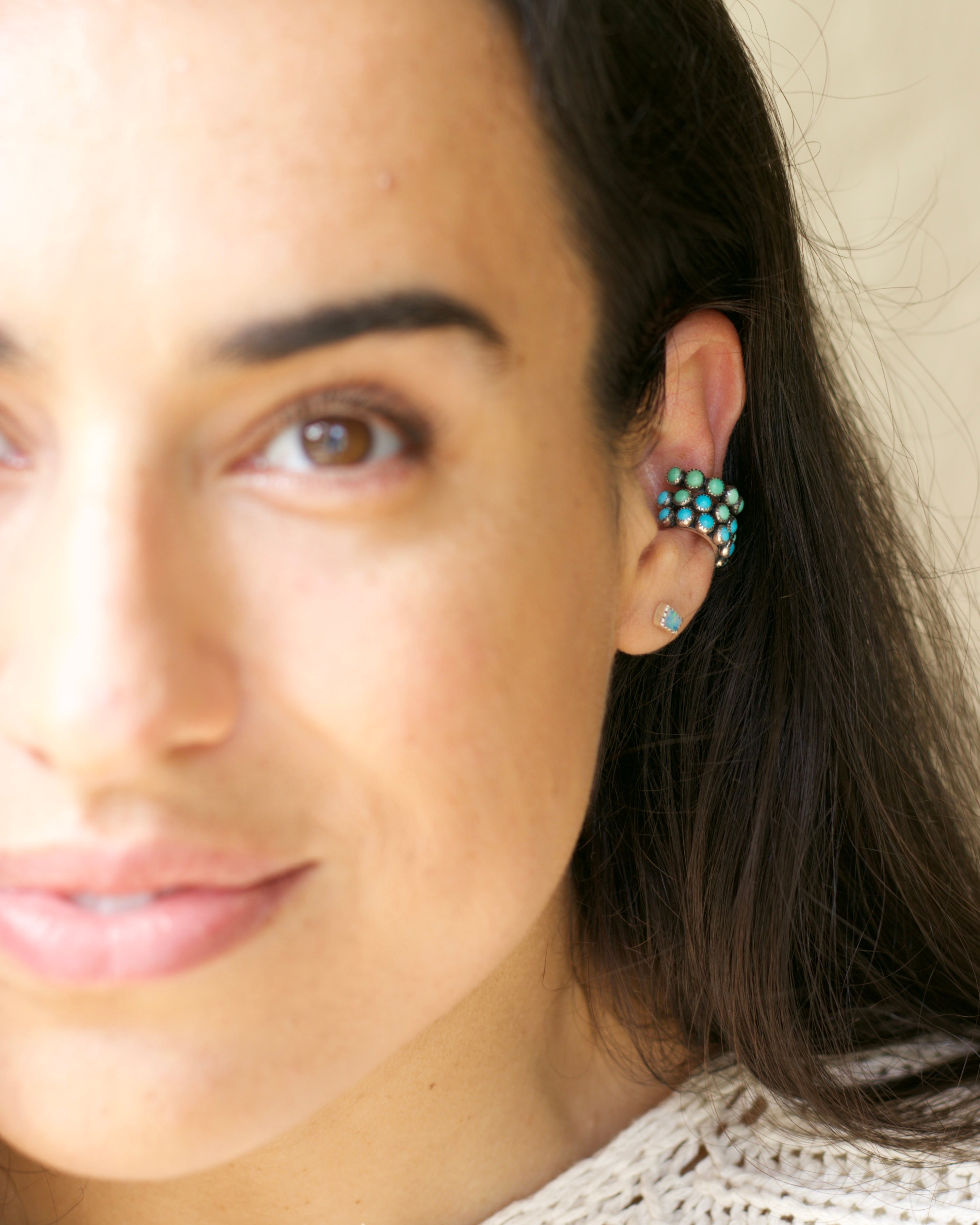 All Green Turquoise Ear Cuff