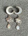 Small Dream Land Earrings. White Opal