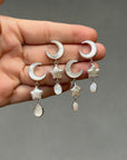 Small Dream Land Earrings. White Opal