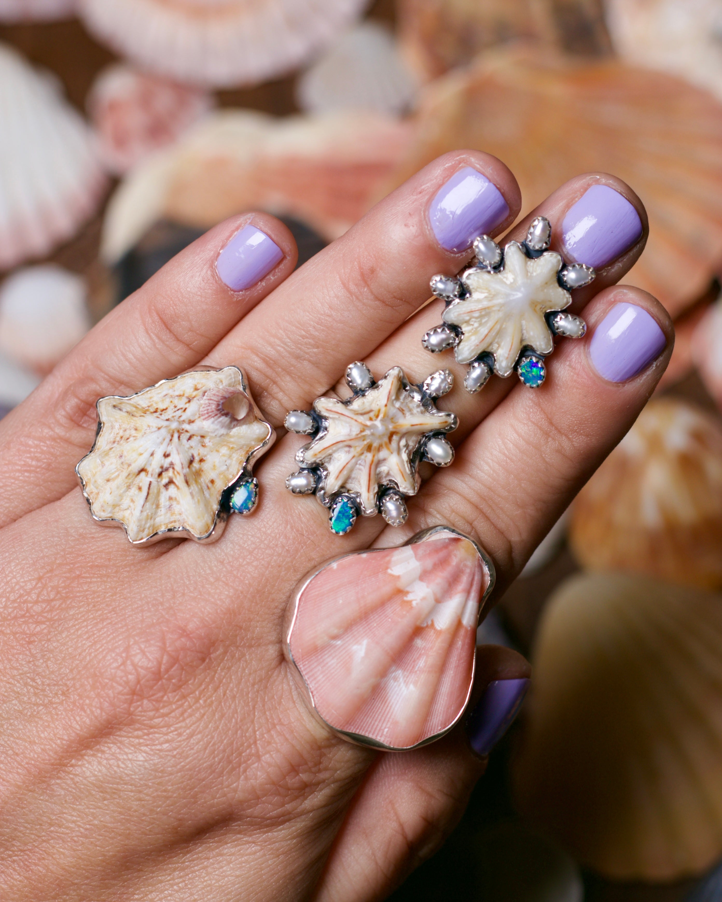 Thalassa Goddess of the Sea - Shell, Opal &amp; Fresh Water Pearl.
