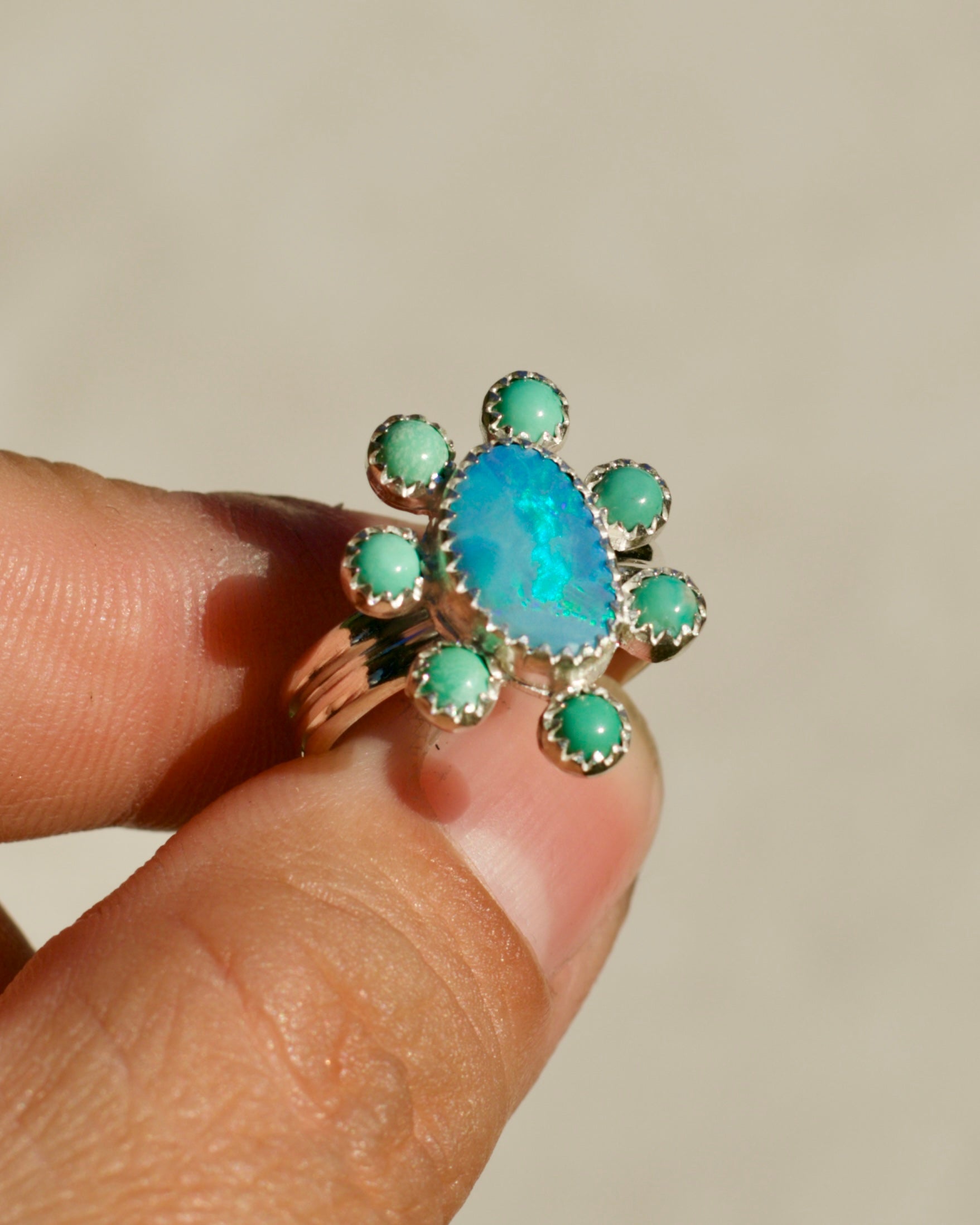 Opal and Turquoise Ring - Size 6