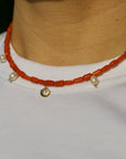 Coral and Shell Necklace in Gold 