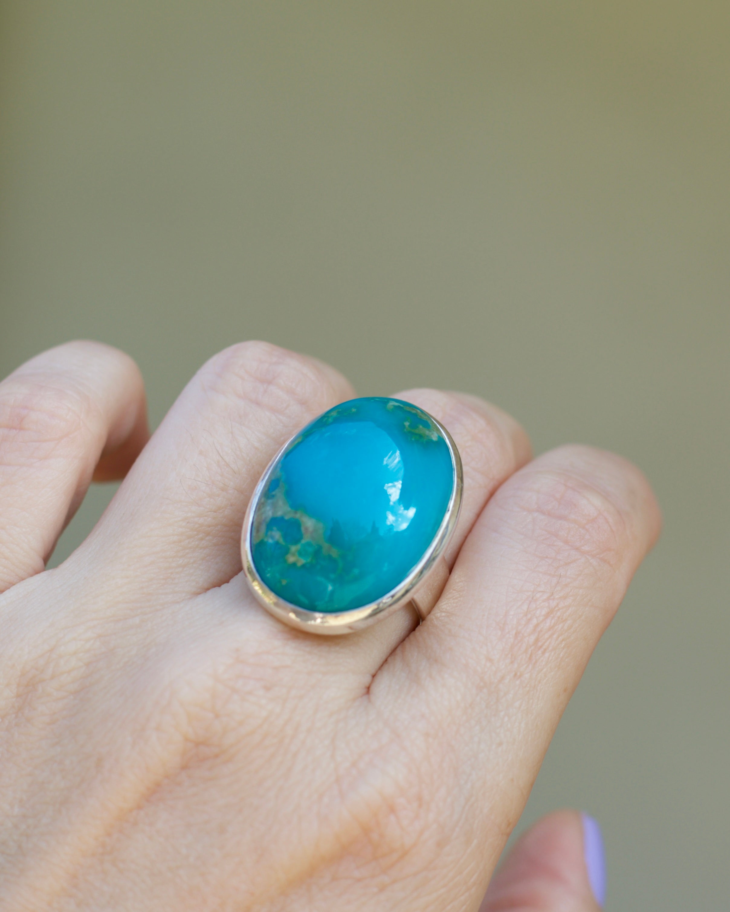 Turquoise Egg Ring - Size 10 3/4