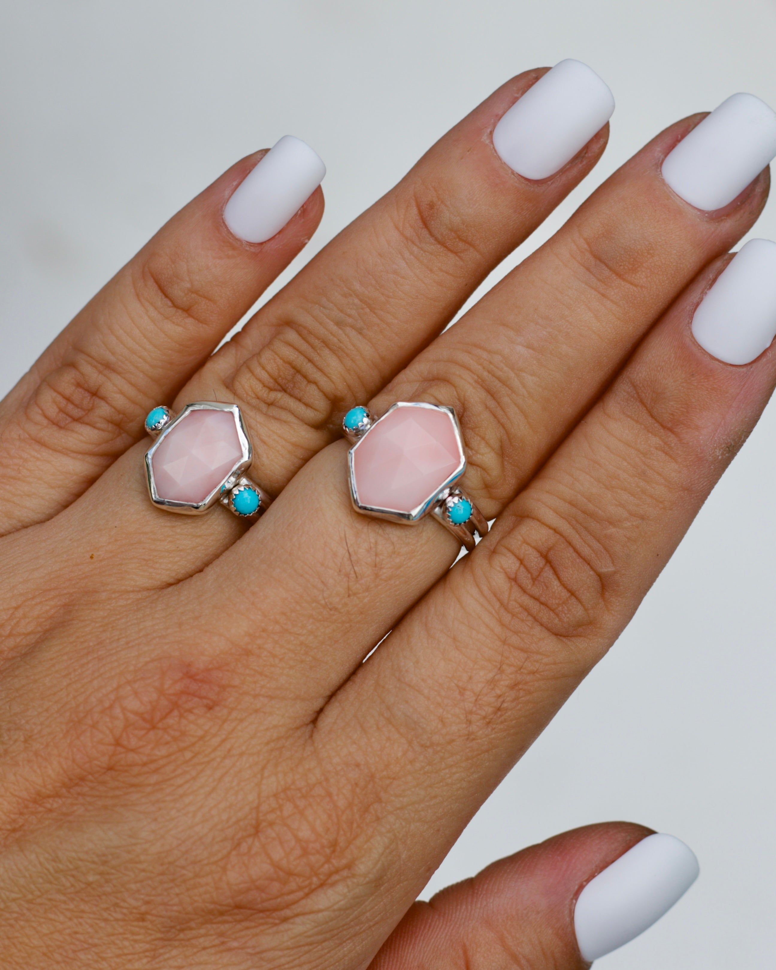 PRE-ORDER Pink Opal Blue Kiss Ring - 1st instalment