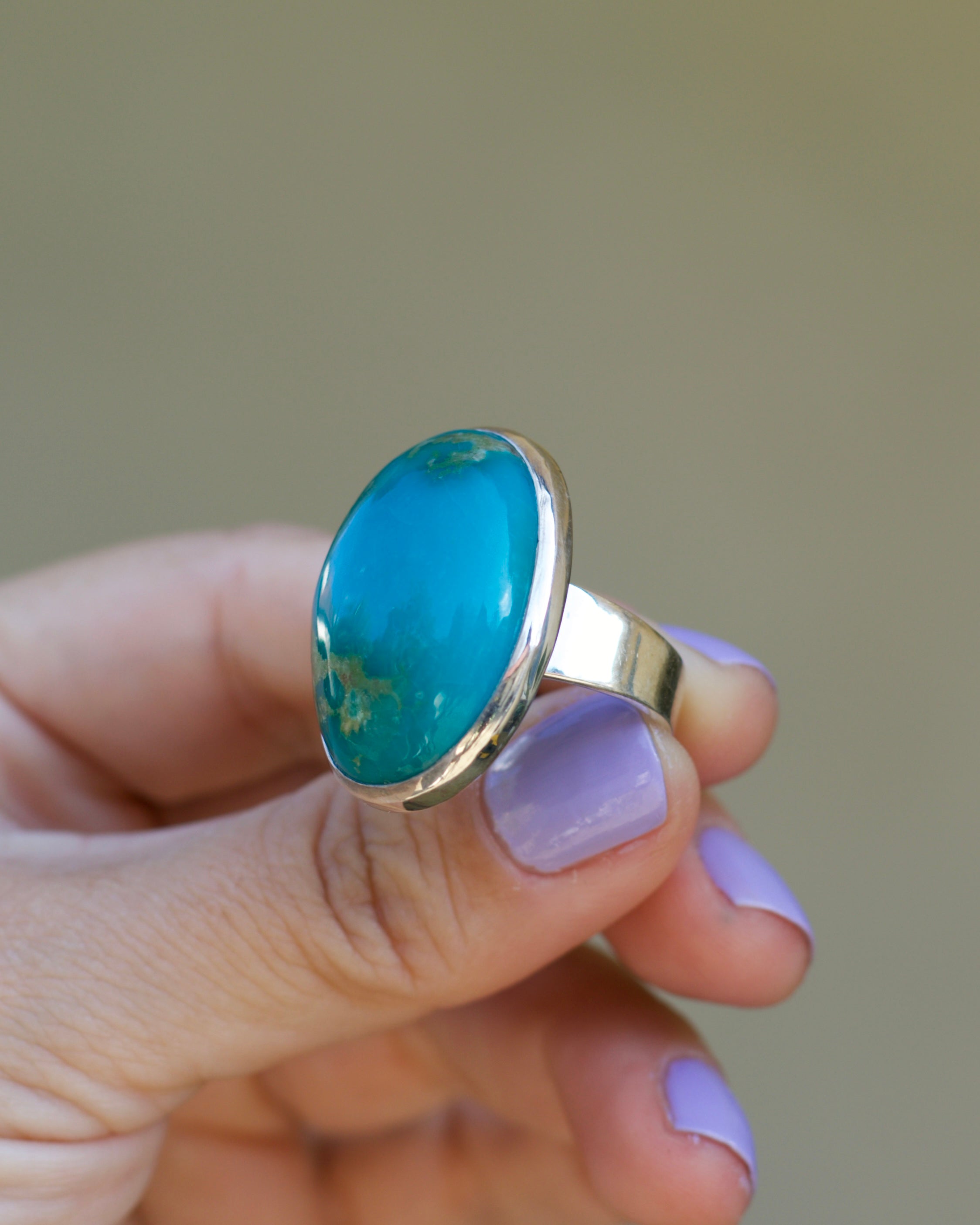 Turquoise Egg Ring - Size 10 3/4