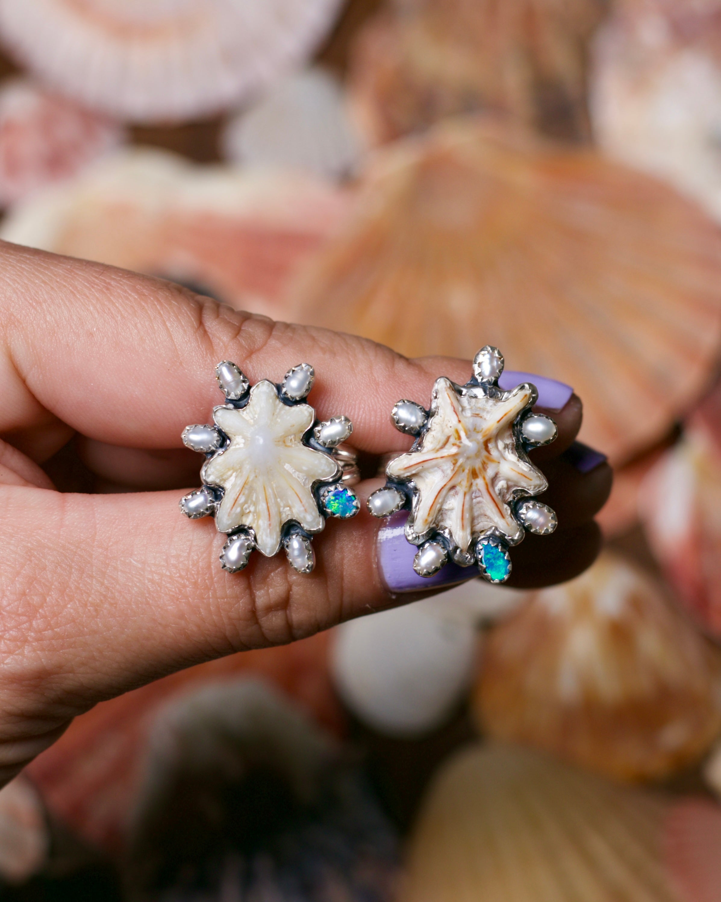 Thalassa Goddess of the Sea - Shell, Opal &amp; Fresh Water Pearl.