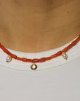 Coral and Shell Necklace in Gold 