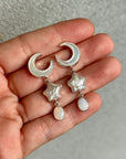Small Dream Land Earrings. White Opal