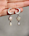 Small Dream Land Earrings. White Opal