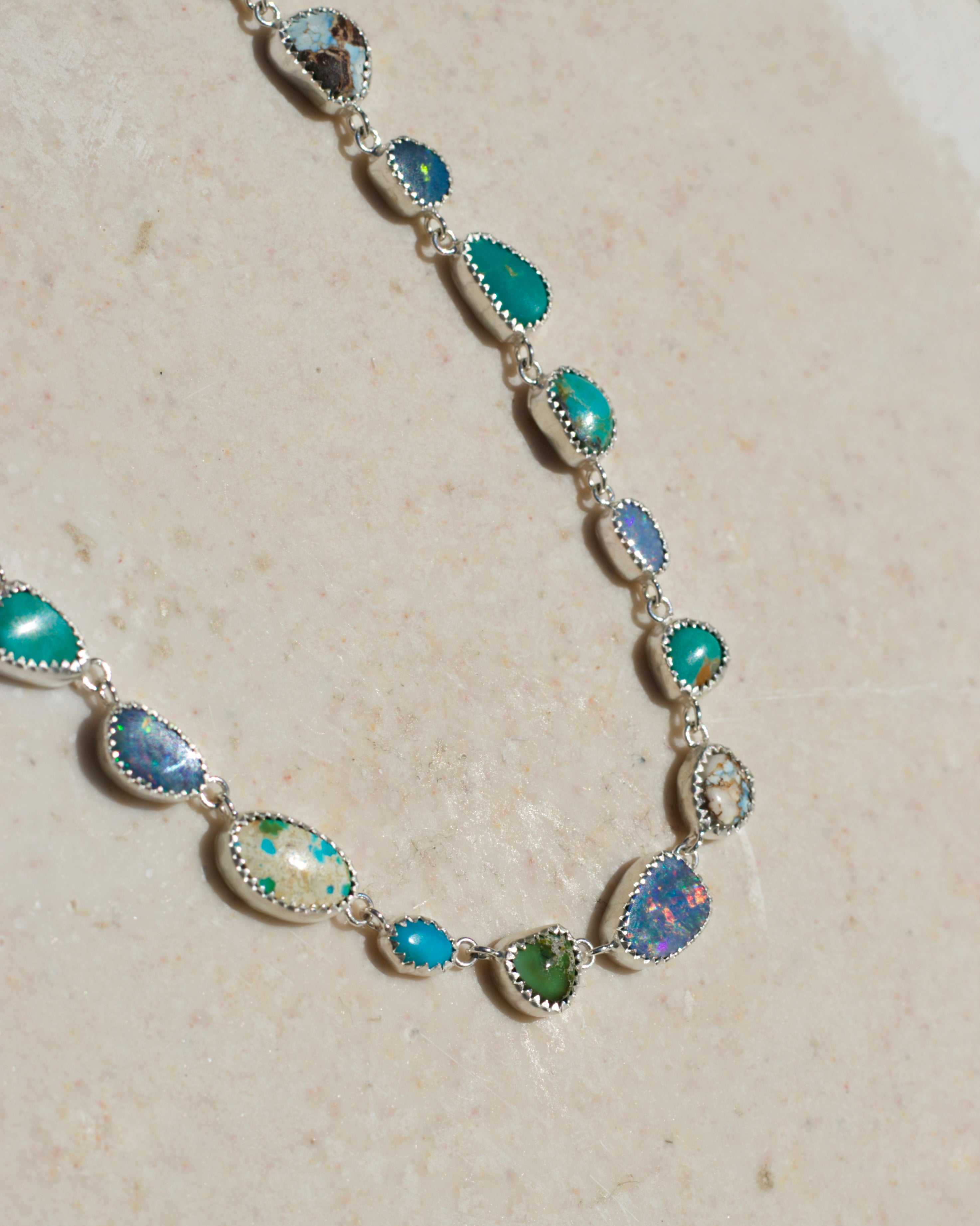 Tenis Necklace in Turquoise and Opal