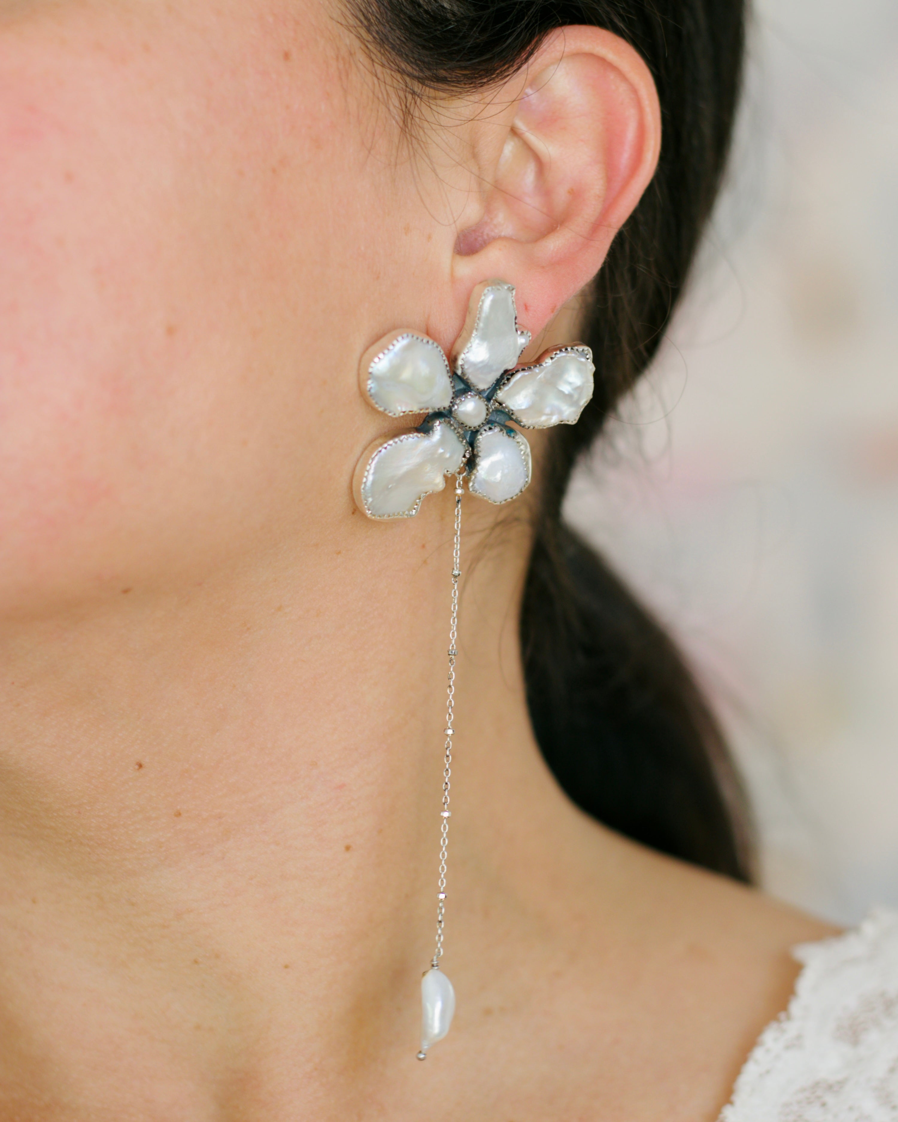 Fresh Water Pearl Flower Cuff. Two Ways Earrings