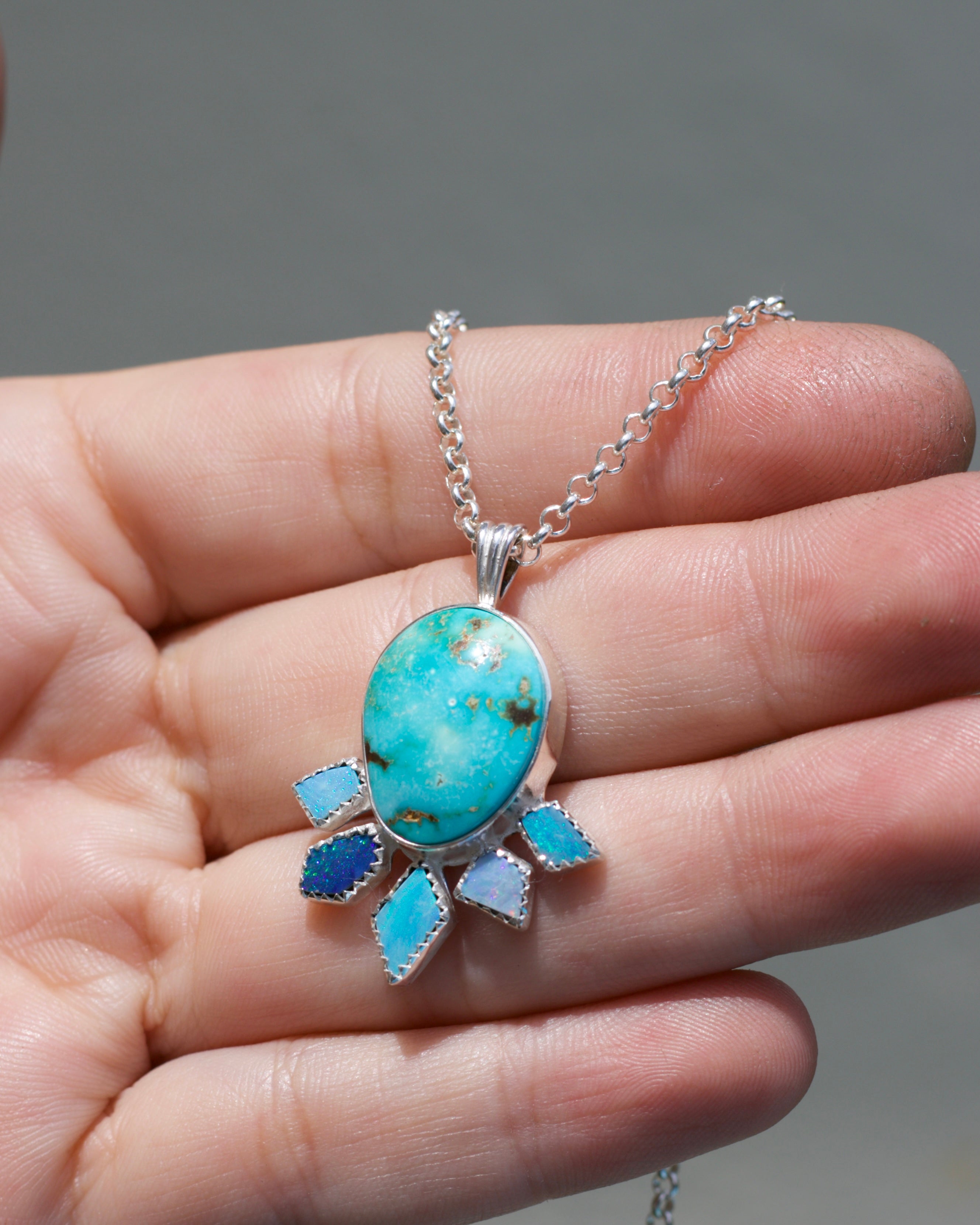 Turquoise and Opal Point Necklace