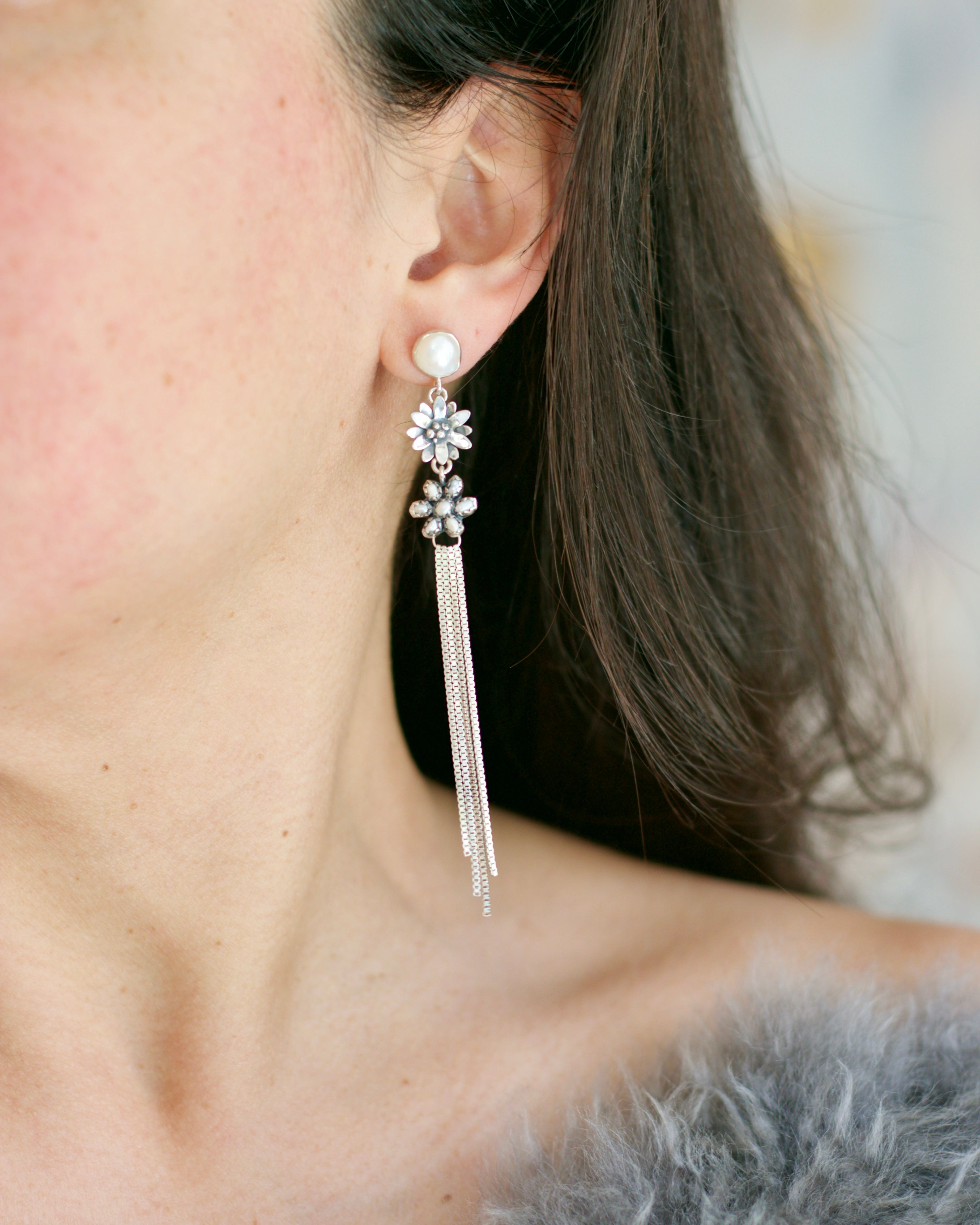 Flora Earrings in Pearl