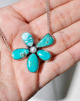 Wild Flower Necklace in Turquoise and Pearl