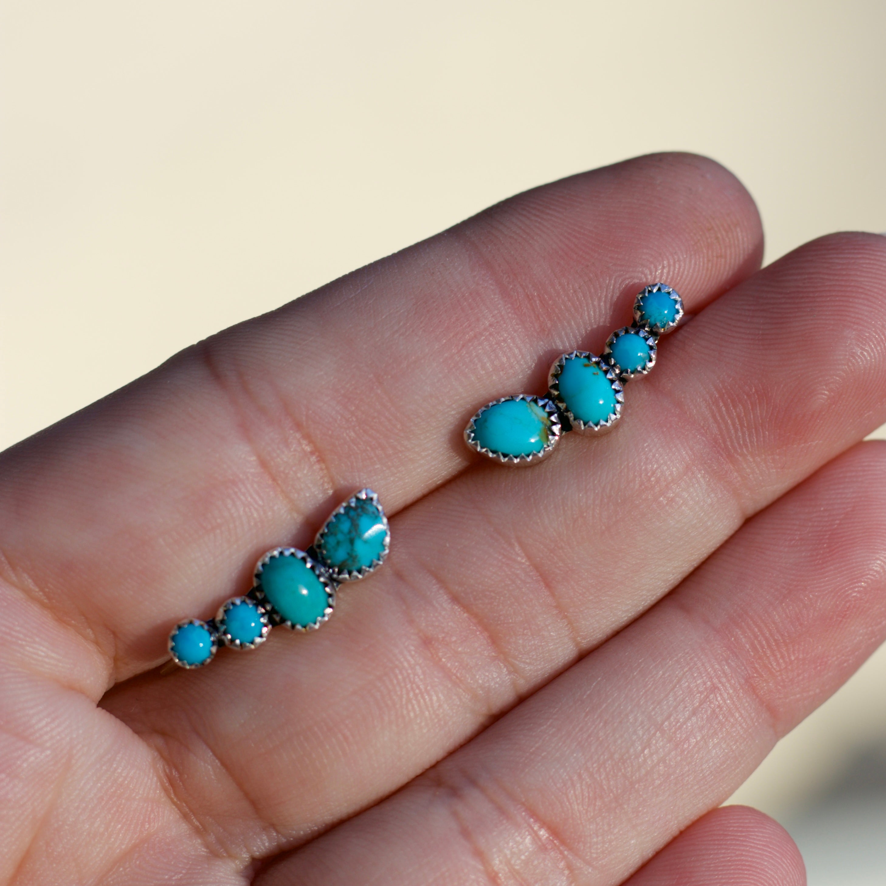 Sweet Turquoise Ear Climber Pair