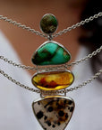 Montana Agate, Amber and Turquoise Necklace