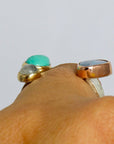 14k Rose and Yellow Gold, Opal, Turquoise and Moonstone open ring